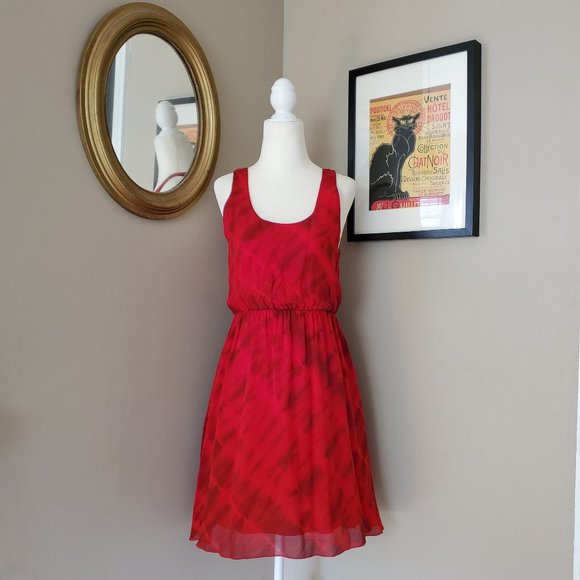 Alice + Olivia Red Dress Cabella Tie Dye Silk Dress Size XS EUC - Picture 2 of 16